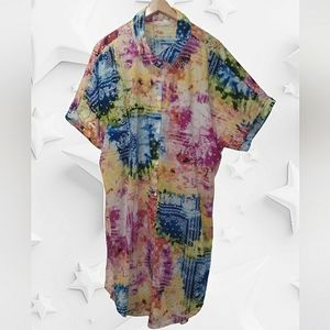- PAPER & TEE PAISLEY TIE DYE PLUS SIZE COVERUP